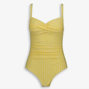 Nip Tuck Yellow white pin stripe size 4 swimsuit
